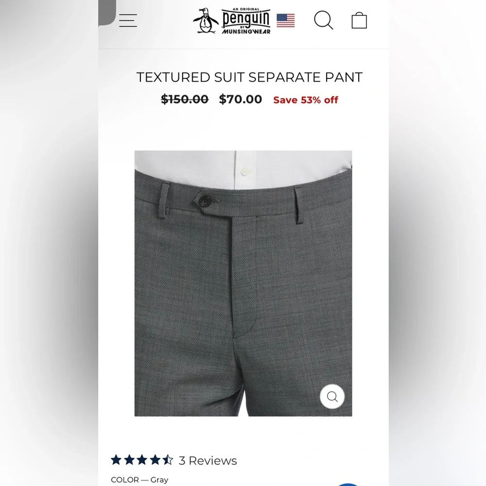 Original Penguin Men's Gray Dress Pants, 32x32 - Picture 3 of 9
